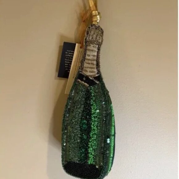 Handmade In India Champagne Bottle Beaded Sequin Bag Wristlet Tik Tok Viral - Picture 3 of 6